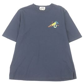 Hermès T-shirt a maniche corte con patch in pelle di agnello Hermes Blu Blu navy