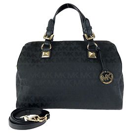 Borsa 2way Michael Kors in pelle e tela Nero D'oro