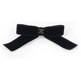 Horquilla de terciopelo Chanel COCO Mark Negro