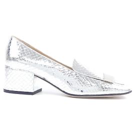 Autre Marque Sergio Rossi SR1 Leather Pumps Silvery
