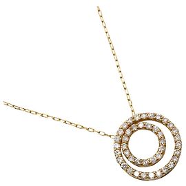 Autre Marque Collier Double Cercle en Diamants Au750 Doré