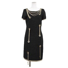Abito in misto seta Chanel Blu Blu navy