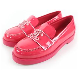 Mocassins en cuir verni Chanel Rose