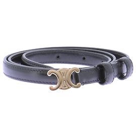 Céline Ceinture noire à logo doré Black
