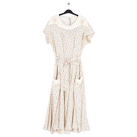Vestido midi branco com estampa floral Paco Rabanne Branco