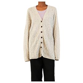 Reformation Grauer oversized Cashmere-Cardigan Giusta mit Zopfstrick - size S Andere