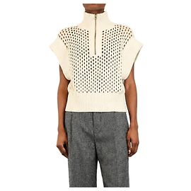 Autre Marque Gaines Strickweste in Creme, offene Strickart, Half-Zip - size S Andere