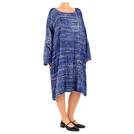 Autre Marque Blau gestreiftes Kleid mit langen Ärmeln - size UK 10 Blau