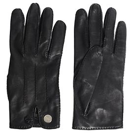 Hermès Black leather gloves Black
