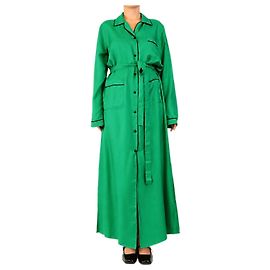 Prada Grünes Seidenkleid mit Gürtel - Größe UK 12 Grün