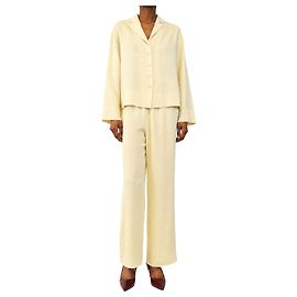 Autre Marque Set blusa e pantaloni in seta giallo burro - size XS Giallo