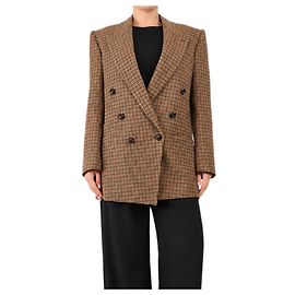 Chloé Brown checkered double-breasted blazer - size UK 10 Other