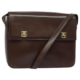 Céline CELINE Schultertasche Leder Braun Gold Andere