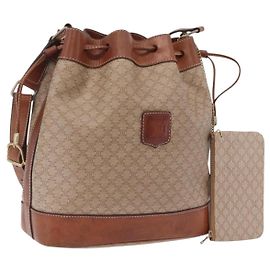 Céline CELINE Macadam Canvas Shoulder Bag PVC Beige Gold Altro