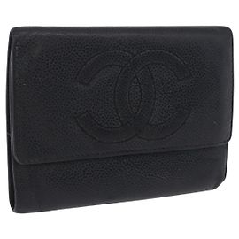 CHANEL Wallet Caviar Skin Black CC Other