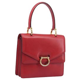 Céline CELINE Hand Bag Leather Red Gold Other