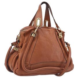 Chloé Chloe Paraty Hand Bag Leather 2way Beige Gold Other