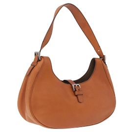 PRADA Schultertasche Leder Braun Silber Andere