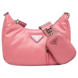 Bolsa Satchel Prada Re Edition 2005 em couro Nappa acolchoado rosa Rosa