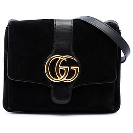 Gucci Borsa a Tracolla Arli in Camoscio Nero Medium Nero