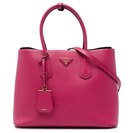 Prada Bolso Double Satchel de Cuero Saffiano Rosa Medium Rosa Otro