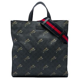 Tote Soft Convertibile Gucci Black GG Supreme Web Tiger Nero