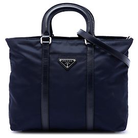 Bolso Satchel Prada de Tessuto con adornos de Vitello azul Azul Azul marino
