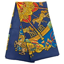 Hermès Blue Luna Park Seidentuch 90 Blau