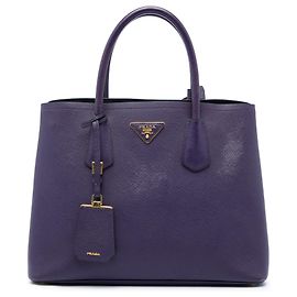 Prada Purple Medium Saffiano Cuir Double Satchel Purple Dark purple