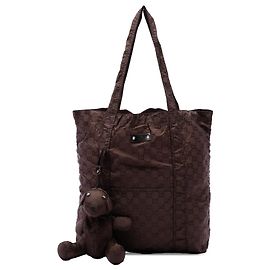 Gucci Brown GG Nylon Teddy Bear Folding Tote Brown Dark brown