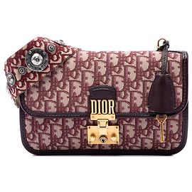 Dior Red Oblique Canvas DiorAddict Flap Rouge Bordeaux