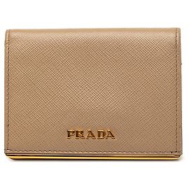 Prada Beige Saffiano Kartenetui Beige