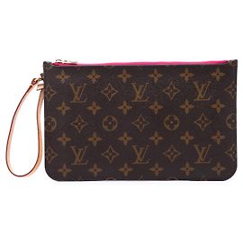Louis Vuitton Brown Monogram Neverfull Pochette Castaño