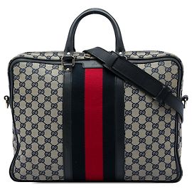 Gucci Beige GG Canvas Web Briefcase Beige