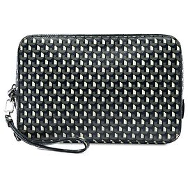 Pochette Zip Portfolio Géométrique Prada Blue Saffiano Bleu Bleu Marine
