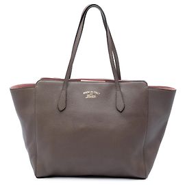 Gucci Swing Tote Medium em pele de vitelo castanha Marrom Taupe