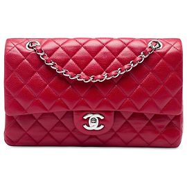 Chanel Red Medium Classic Caviar Double Flap Rosso