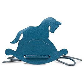 Hermès Blue Evercolor Petit H Cheval A Bascule Charm Blu