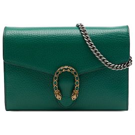 Carteira Dionysus com corrente Gucci em couro de bezerro verde Verde