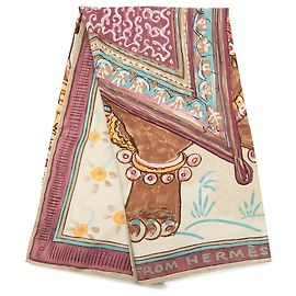 Lenço de seda Hermès Brown Beloved India 90 Marrom Outro