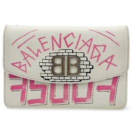 Balenciaga BB Graffiti Chain Leather Small Blanc