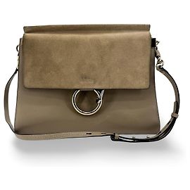 Chloé Chloe Faye Pelle e Camoscio Medium Marrone