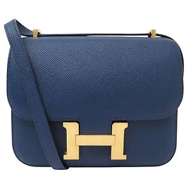 Hermès HERMES CONSTANCE HANDBAG 18CM MINI EPSOM LEATHER BLUE 2023 SHOULDER STRAP HAND BAG Navy blue