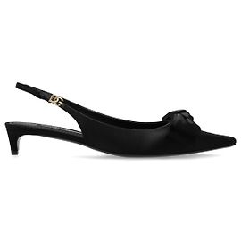 Décolleté nere in raso con fiocco Dolce & Gabbana Nero
