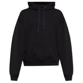Sweat à capuche noir Dolce & Gabbana en coton avec logo DG Noir