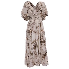Robe midi imprimée Sandro avec volants en viscose multicolore Multicolore