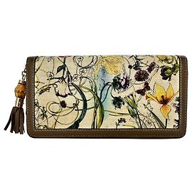 Cartera larga Gucci Flora con borla de bambú en lona multicolor Otro Impresión de pitón