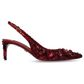 Dolce & Gabbana Kitten Heel Stilettos Burgunderrot Samt und Leder Rot Bordeaux