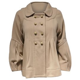Marc by Marc Jacobs Double-Breasted Short Jacket in Beige Cotton Brown Beige