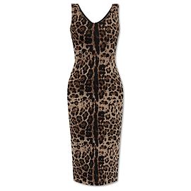 Dolce & Gabbana Kleid mit Animal-Print Braun